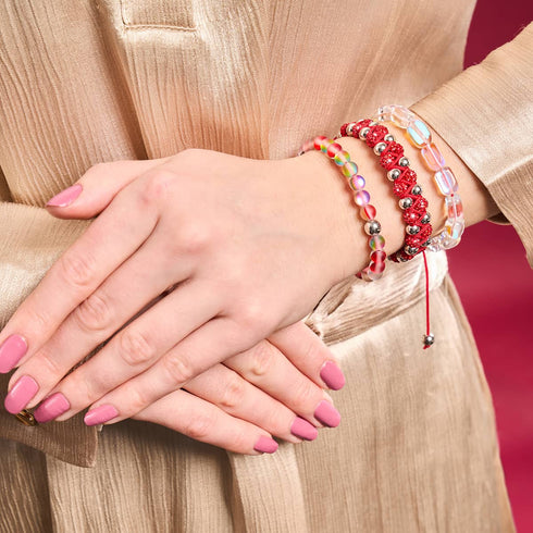 Mini-Regenbogen-Supernova-Galaxie-Glaskiesel x rotes Schnurarmband